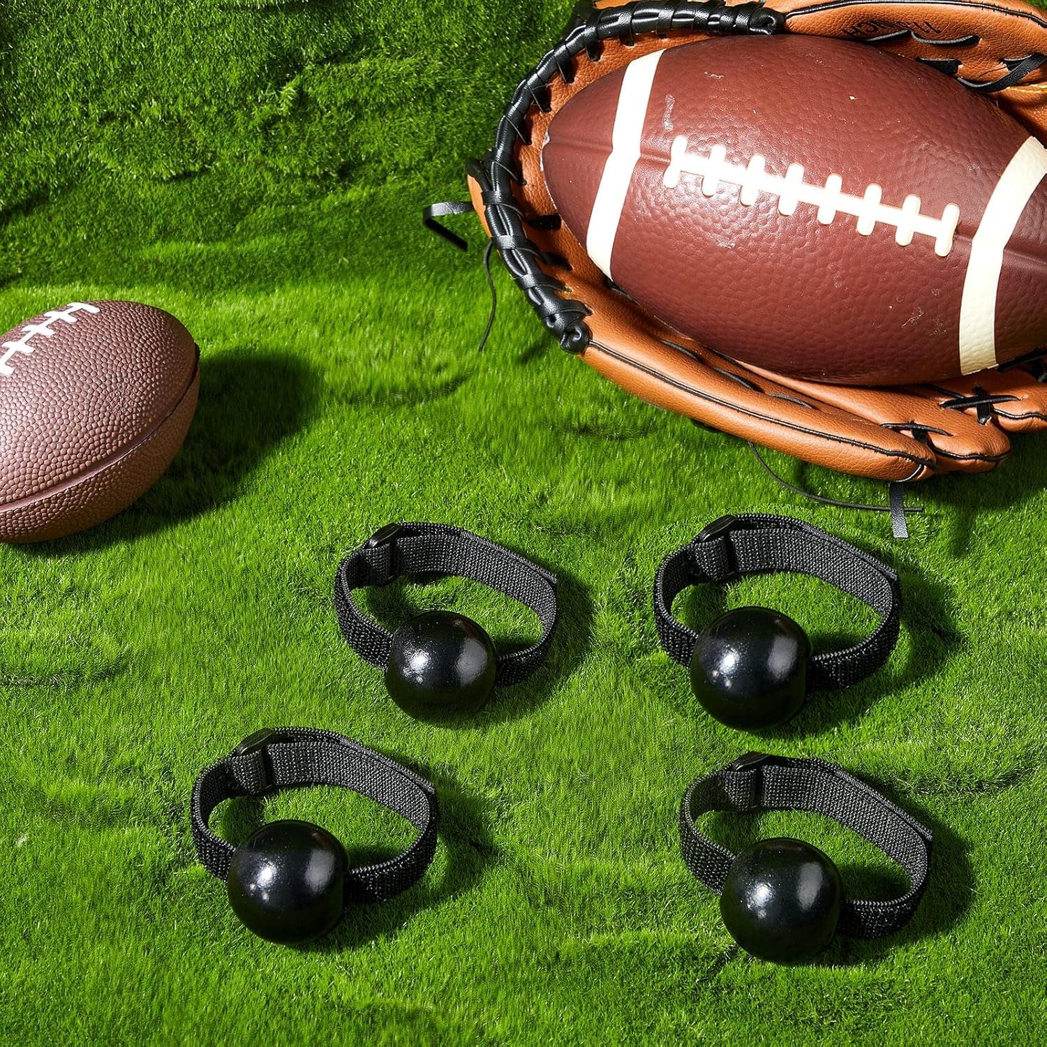 4 Pieces Football Catching Trainer Assistant Football Accessories Receiving Training Aid Practice Training Equipment Catching Hand Strap for Youth Boys Kids Beginner Fingertip