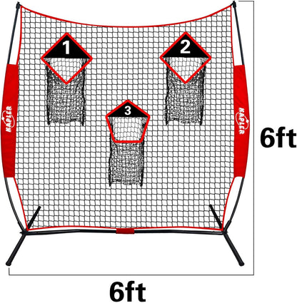 Football Throwing Target Net- 6 X 6 FT Throw Net with 3 Targets Zone - Protable Quarterback Accuracy Improving for Youth and Adults Backyard Drills - Includes Carry Bag
