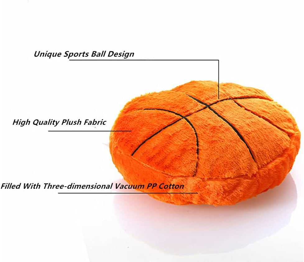 14Inch Basketball Sports Pillow Soft Stuffed Throw Pillow Toys Fluffy Durable Football Plush Toys Gift - for Kids Boy Girls Children Room Decor Sofa Cushion (Basketball)