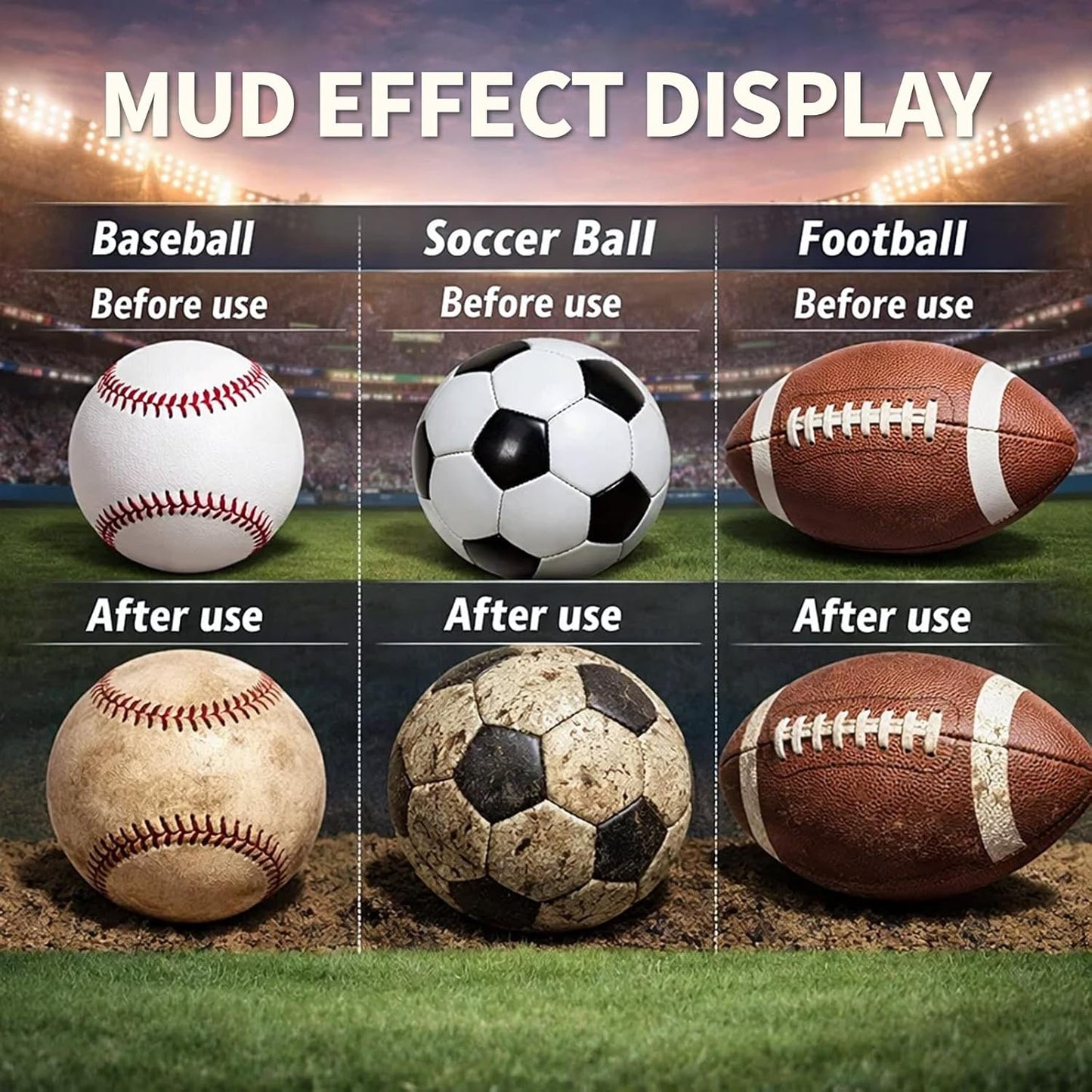 16Oz Football Rubbing Mud Kit, Baseball Mud Prep Kit with Brush, Towel, Gloves,Tape & Scraper, Leather Football Conditioner