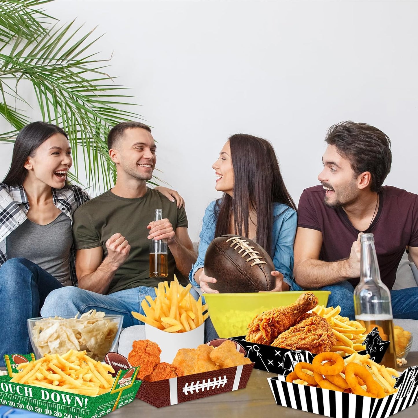 48Pcs Football Food Trays Football Party Supplies Football Paper Snack Tray Disposable Serving Tray for Football Birthday Carnival Game Day Tailgate Party Decorations Supplies