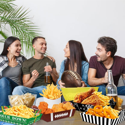 48Pcs Football Food Trays Football Party Supplies Football Paper Snack Tray Disposable Serving Tray for Football Birthday Carnival Game Day Tailgate Party Decorations Supplies