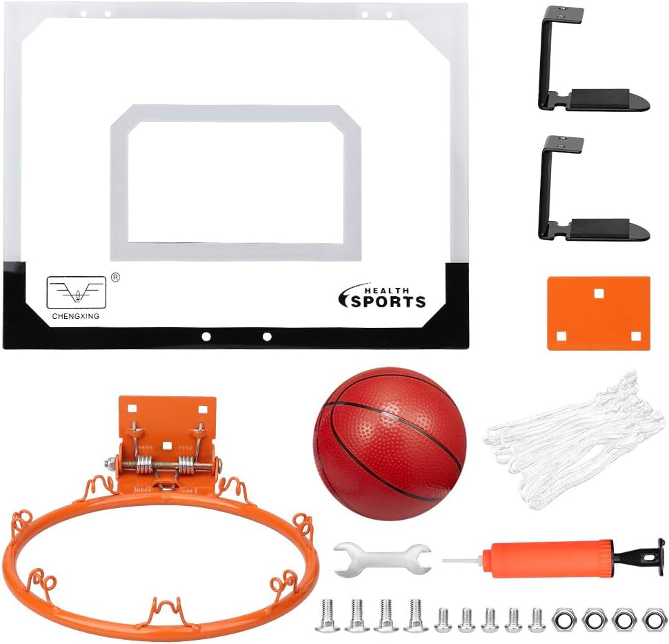 Larger Indoor Basketball Hoop with 9" Large Dunk Rim for Kids and Adults, over the Door Basketball Hoop for Bedroom with 3 Rubber Small 6" Basketball Sport Toy Gifts