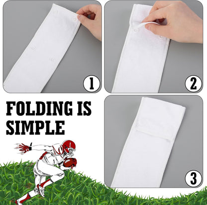 12 Pcs Football Towel Thin Sports Towel with Buttons Football Accessories Drip Streamer for Sports(White,Cross)