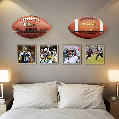 2 Packs Football Room Décor, Wall Mount Football Holder Football Display Stand, Football Room Decor for Boys Man Cave (Super Strong)