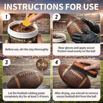 16Oz Football Rubbing Mud Kit, Baseball Mud Prep Kit with Brush, Towel, Gloves,Tape & Scraper, Leather Football Conditioner