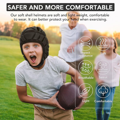 Flag Football Helmet Youth Soft Shell Football Helmet for 7V7 Football, Soft Shell Helmet for Flag Football Kids Adults, Rugby Headgear Scrum Cap Protective Headgear