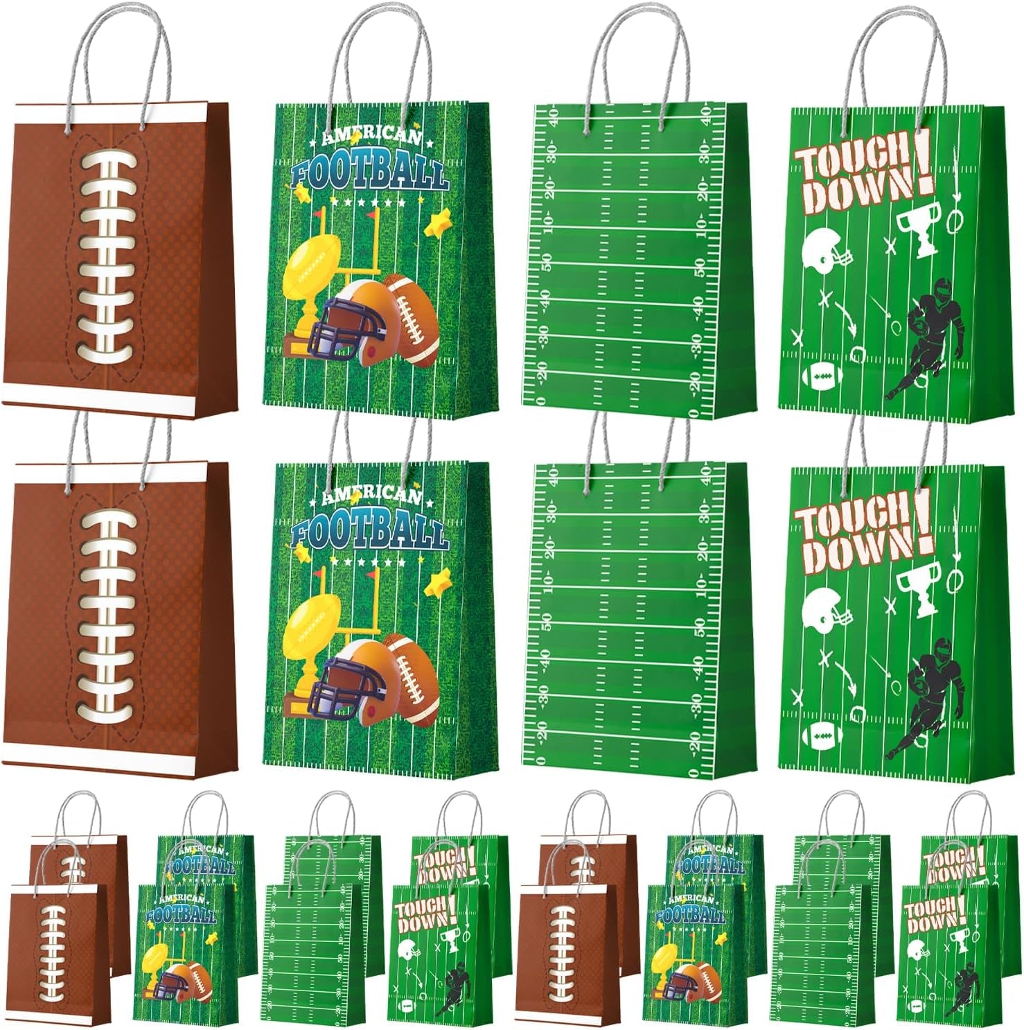 Football Gift Bags, 16 Pcs Football Goodie Bags Set Football Party Favor Bags Football Candy Bags for Super Football Birthday Party Decorations