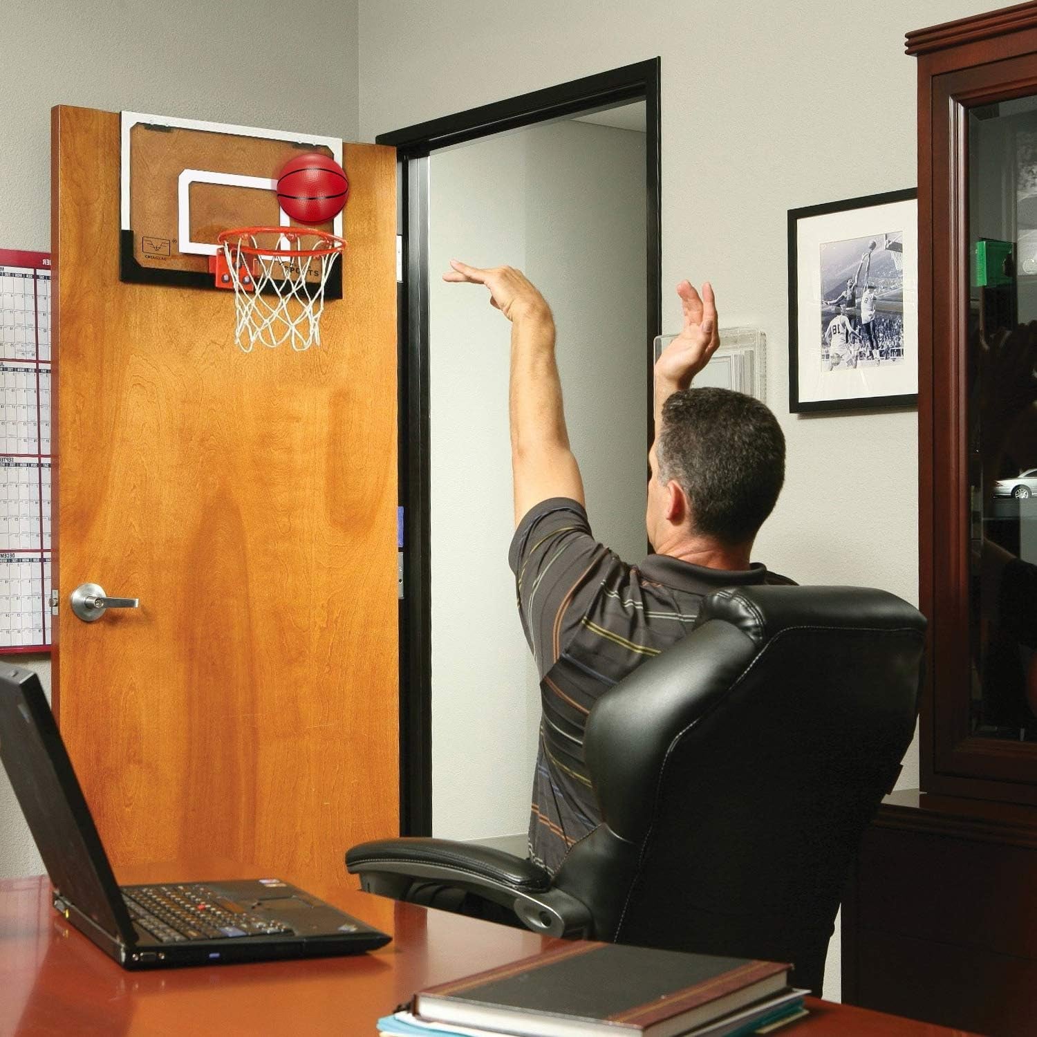 Larger Indoor Basketball Hoop with 9" Large Dunk Rim for Kids and Adults, over the Door Basketball Hoop for Bedroom with 3 Rubber Small 6" Basketball Sport Toy Gifts