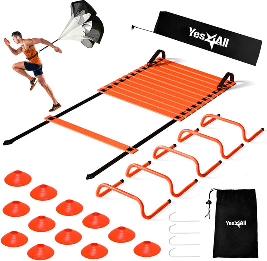 Agility Ladder Speed Training Equipment, Adjustable Football Ladder for All Ages with Carry Bag, Durable, Portable, Multiple Colors & Rungs