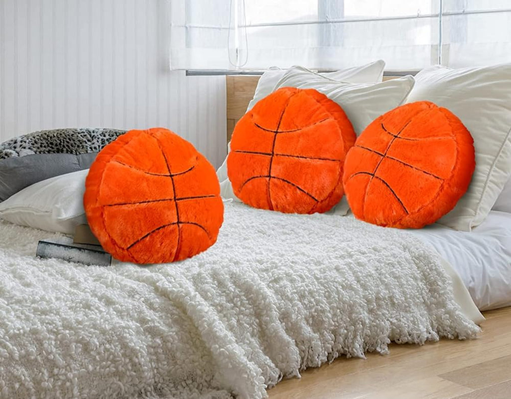 14Inch Basketball Sports Pillow Soft Stuffed Throw Pillow Toys Fluffy Durable Football Plush Toys Gift - for Kids Boy Girls Children Room Decor Sofa Cushion (Basketball)