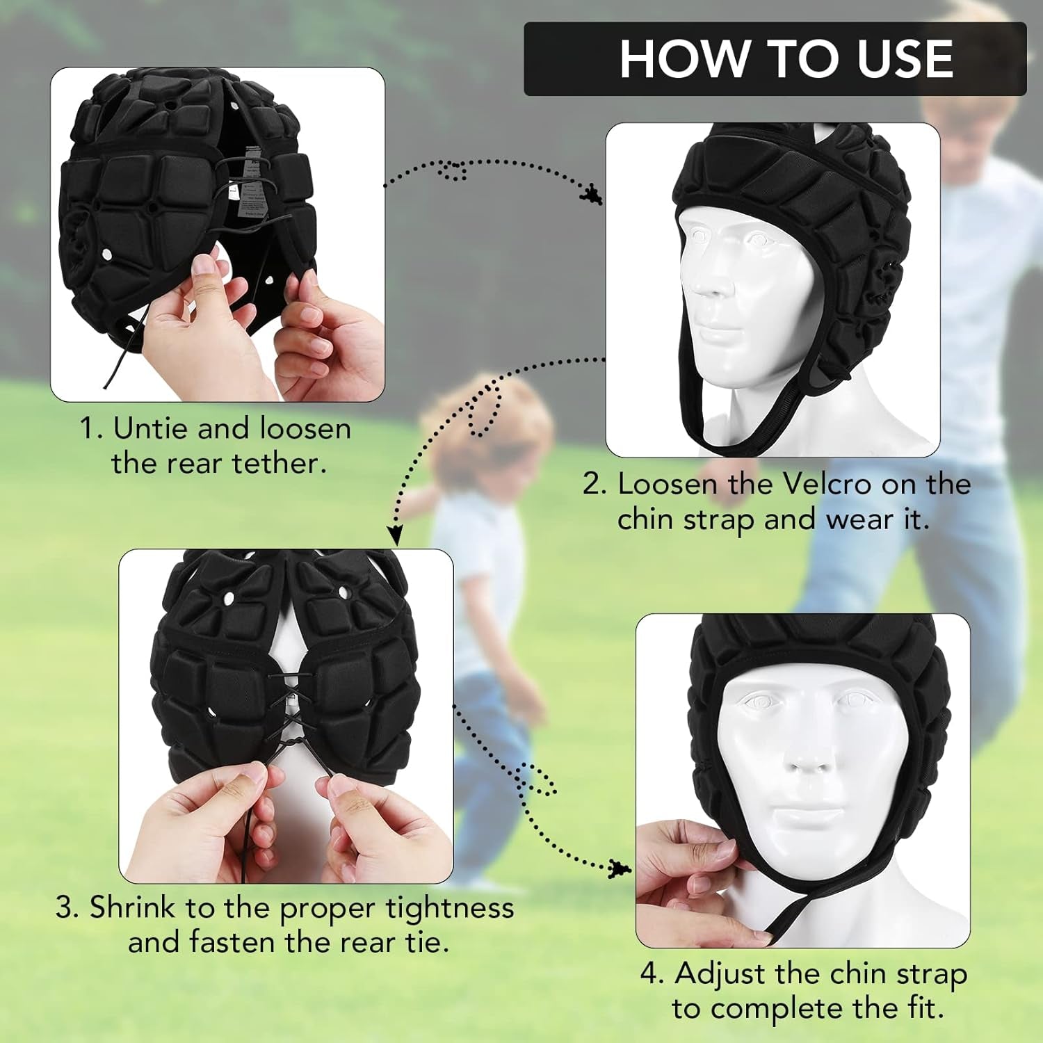 Flag Football Helmet Youth Soft Shell Football Helmet for 7V7 Football, Soft Shell Helmet for Flag Football Kids Adults, Rugby Headgear Scrum Cap Protective Headgear