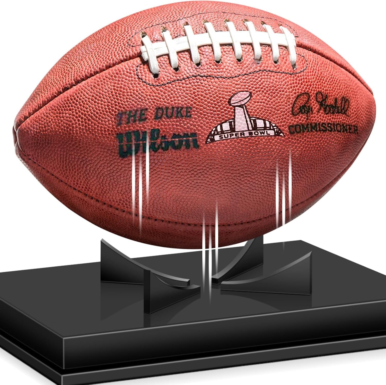 Football Display Case, Acrylic Football Case Display Case Autographed Football Holder, No Assembly Required Football Display Box with Removable Built-In Football Display Stand