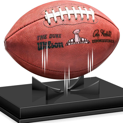 Football Display Case, Acrylic Football Case Display Case Autographed Football Holder, No Assembly Required Football Display Box with Removable Built-In Football Display Stand