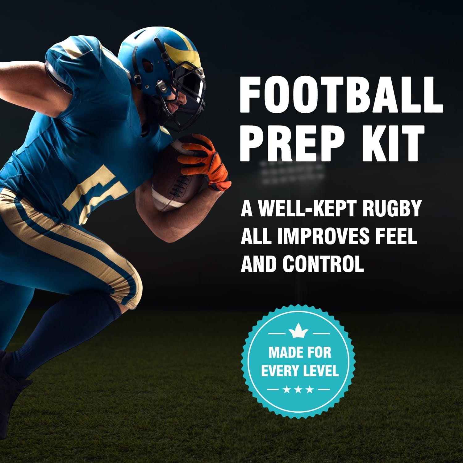4 in 1 Football Prep Kit - for Effectively Secure Grip & Enhance Tack with 2 Football Wax & 1 Football Brush & 1 Cloth - Adult & Youth Football Leather Conditioner and Football Accessories