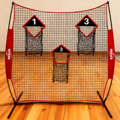Football Throwing Target Net- 6 X 6 FT Throw Net with 3 Targets Zone - Protable Quarterback Accuracy Improving for Youth and Adults Backyard Drills - Includes Carry Bag