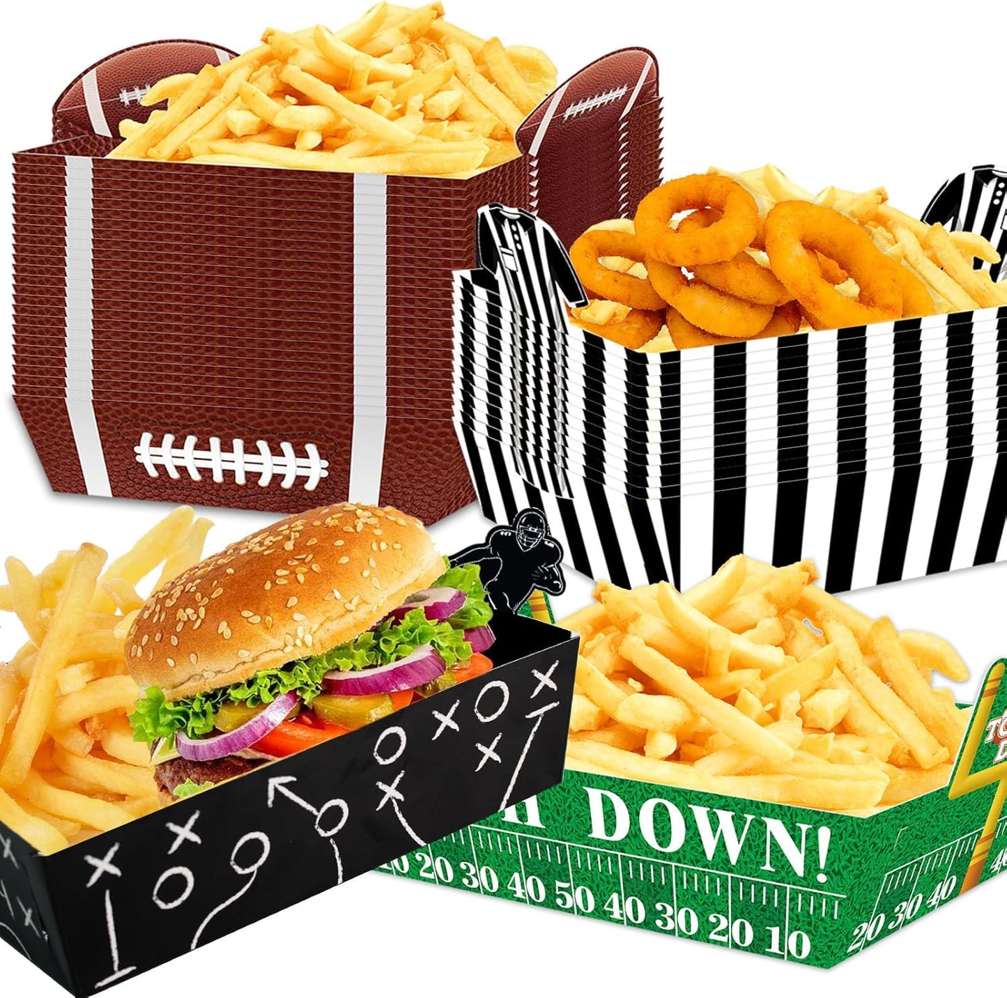 48Pcs Football Food Trays Football Party Supplies Football Paper Snack Tray Disposable Serving Tray for Football Birthday Carnival Game Day Tailgate Party Decorations Supplies