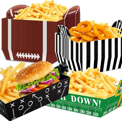 48Pcs Football Food Trays Football Party Supplies Football Paper Snack Tray Disposable Serving Tray for Football Birthday Carnival Game Day Tailgate Party Decorations Supplies