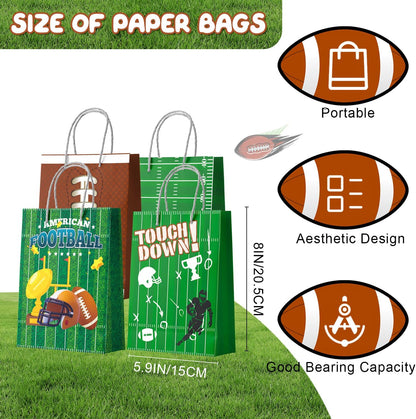 Football Gift Bags, 16 Pcs Football Goodie Bags Set Football Party Favor Bags Football Candy Bags for Super Football Birthday Party Decorations