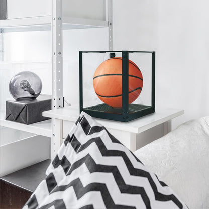 Acrylic Basketball Display Case, Clear Display Box Showcase Holder with Metal Mesh Base for Autograph Football, Socerball, Volleyball Memorabilia Collectibles - MK633A