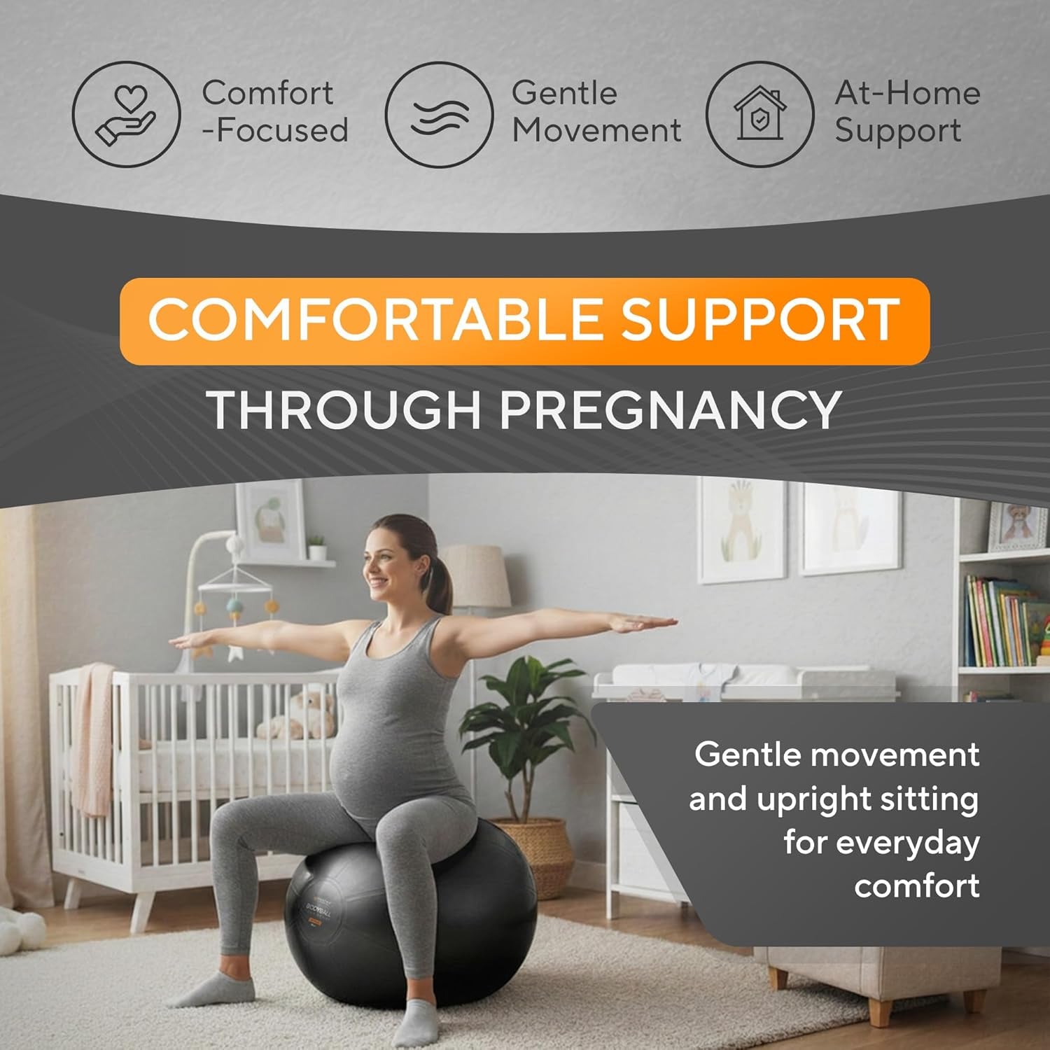 Exercise Ball – Yoga Ball for Pilates & Fitness - Birthing for Pregnancy, Stability, Core, Balance, Therapy for Physical Rehab, Workout for Home Gym & Office Chair, Fast Pump Included