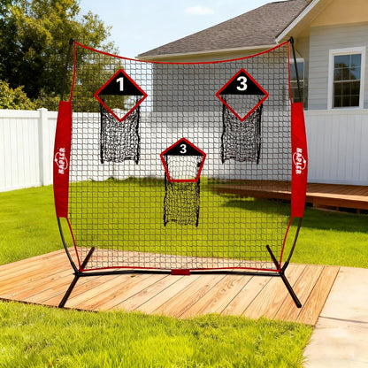 Football Throwing Target Net- 6 X 6 FT Throw Net with 3 Targets Zone - Protable Quarterback Accuracy Improving for Youth and Adults Backyard Drills - Includes Carry Bag
