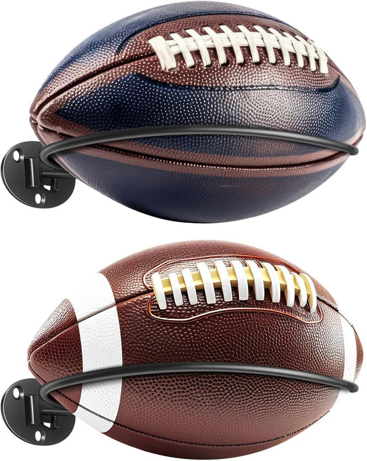 2 Packs Football Room Décor, Wall Mount Football Holder Football Display Stand, Football Room Decor for Boys Man Cave (Super Strong)