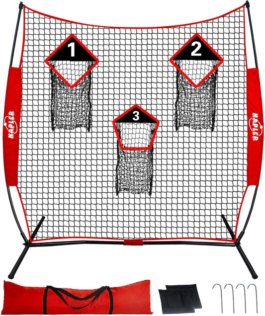Football Throwing Target Net- 6 X 6 FT Throw Net with 3 Targets Zone - Protable Quarterback Accuracy Improving for Youth and Adults Backyard Drills - Includes Carry Bag