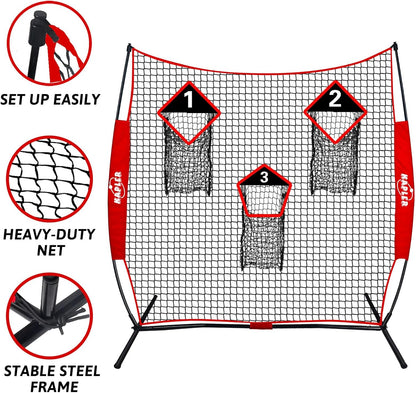 Football Throwing Target Net- 6 X 6 FT Throw Net with 3 Targets Zone - Protable Quarterback Accuracy Improving for Youth and Adults Backyard Drills - Includes Carry Bag