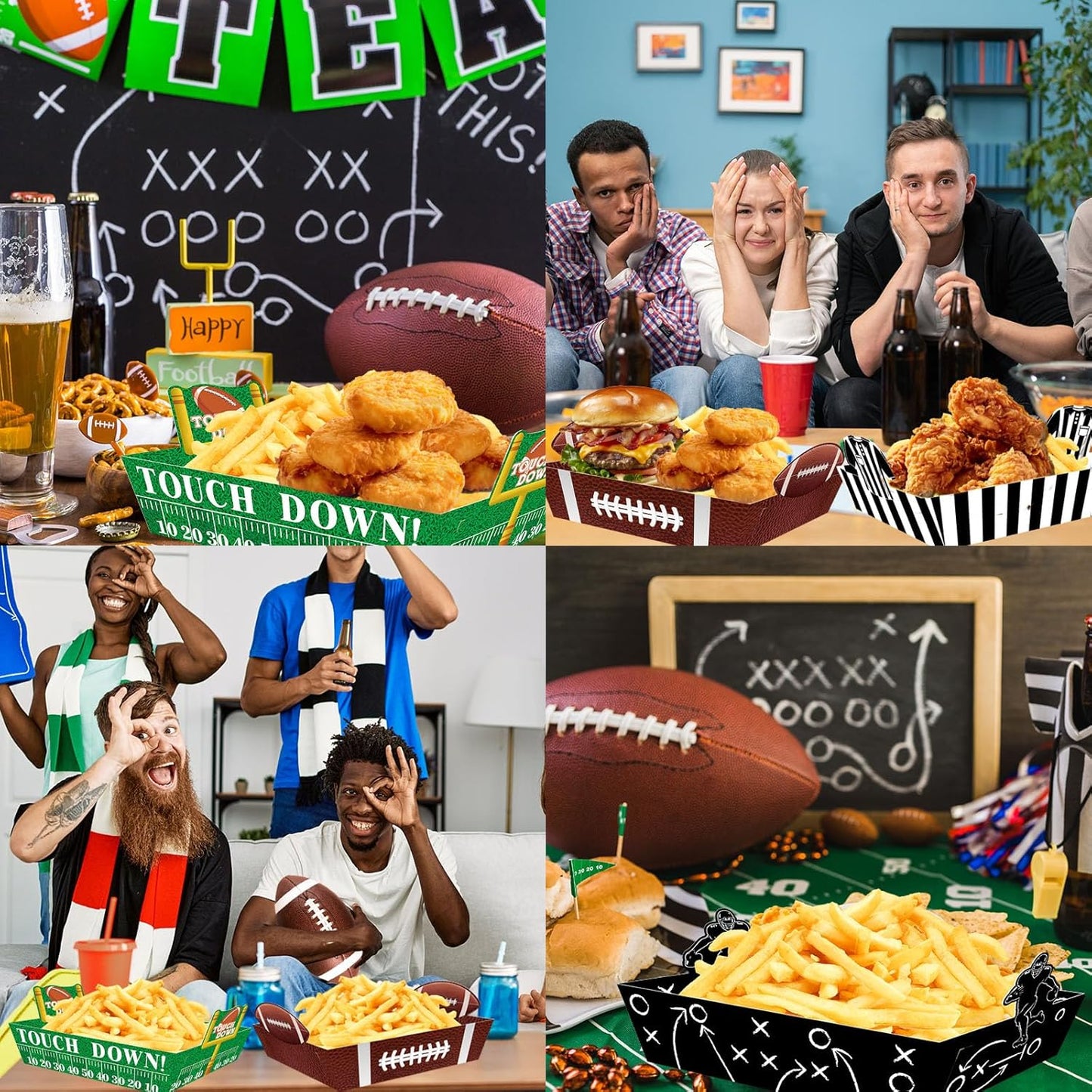 48Pcs Football Food Trays Football Party Supplies Football Paper Snack Tray Disposable Serving Tray for Football Birthday Carnival Game Day Tailgate Party Decorations Supplies
