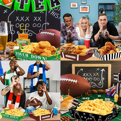 48Pcs Football Food Trays Football Party Supplies Football Paper Snack Tray Disposable Serving Tray for Football Birthday Carnival Game Day Tailgate Party Decorations Supplies