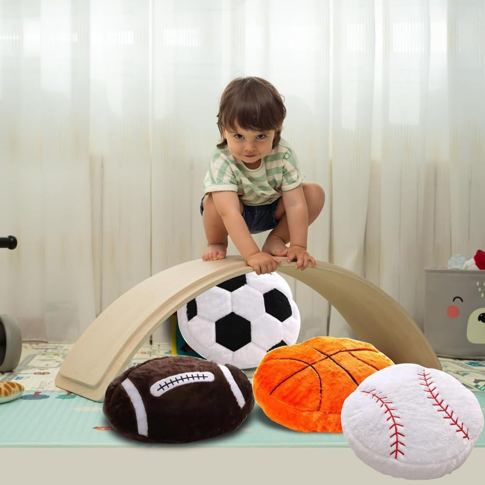 14Inch Basketball Sports Pillow Soft Stuffed Throw Pillow Toys Fluffy Durable Football Plush Toys Gift - for Kids Boy Girls Children Room Decor Sofa Cushion (Basketball)