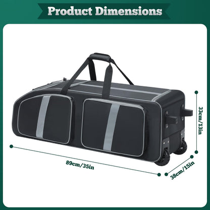 Football Bag with Wheels, Large Capacity Durable Football Gear Bag with & Multi-Pocket, Tackle Player Equipment Bag Rolling Sport Bag for Football Accessories