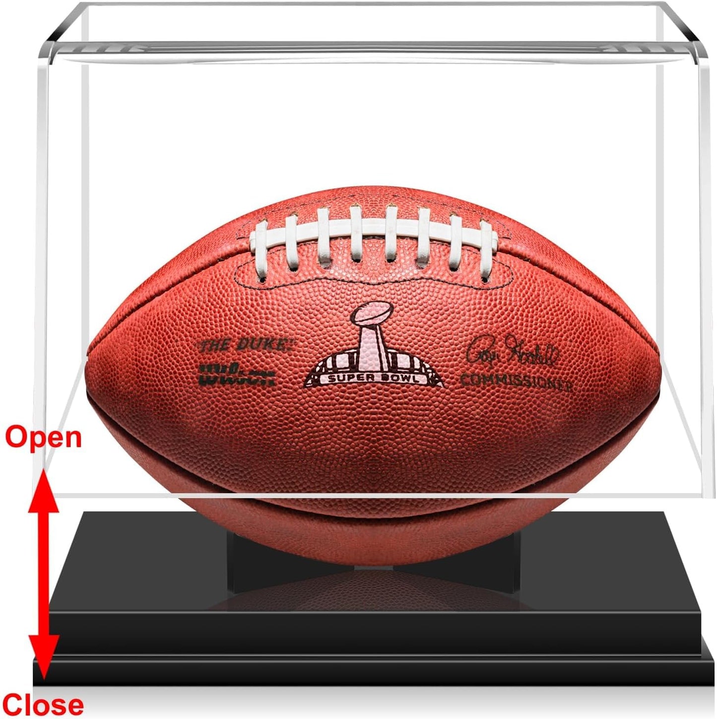 Football Display Case, Acrylic Football Case Display Case Autographed Football Holder, No Assembly Required Football Display Box with Removable Built-In Football Display Stand