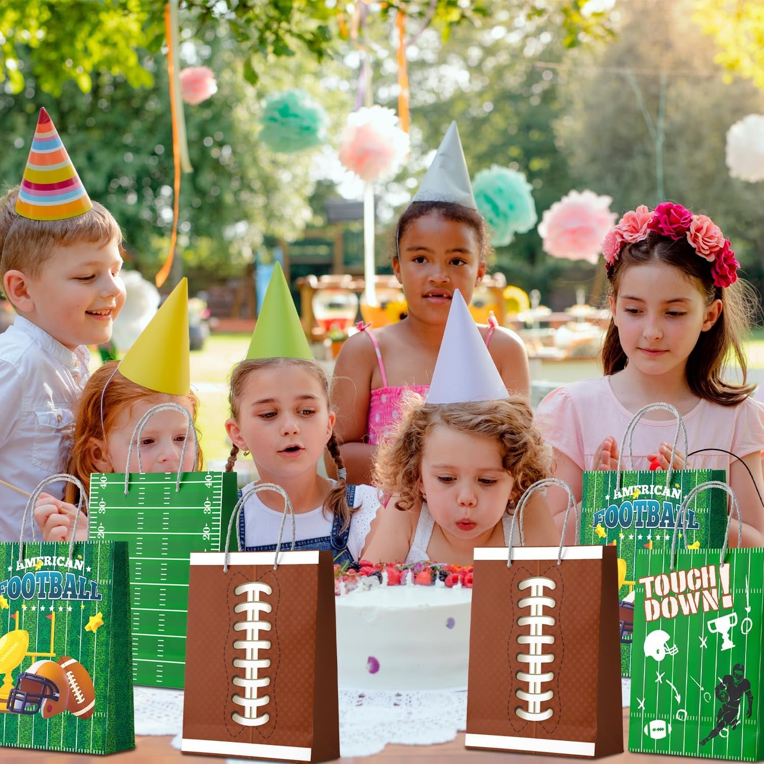 Football Gift Bags, 16 Pcs Football Goodie Bags Set Football Party Favor Bags Football Candy Bags for Super Football Birthday Party Decorations